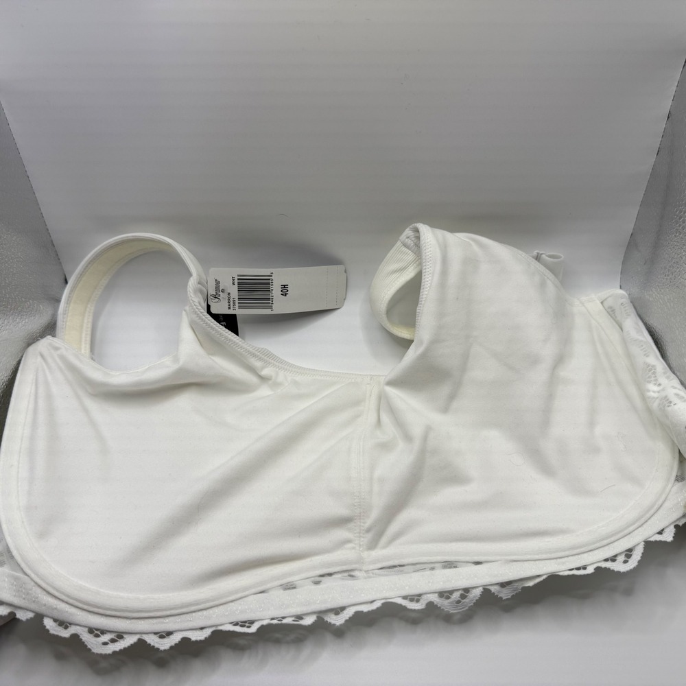Glamourise Madison Full Coverage Comfort Bra‎ White 40H Underwire Lace Trim